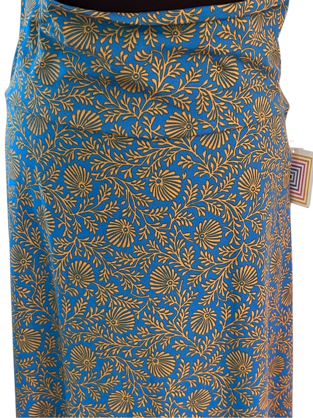 Lularoe Maxi Skirt 2XL Teal/Turquoise Gold Floral Leaves New Made In USA
